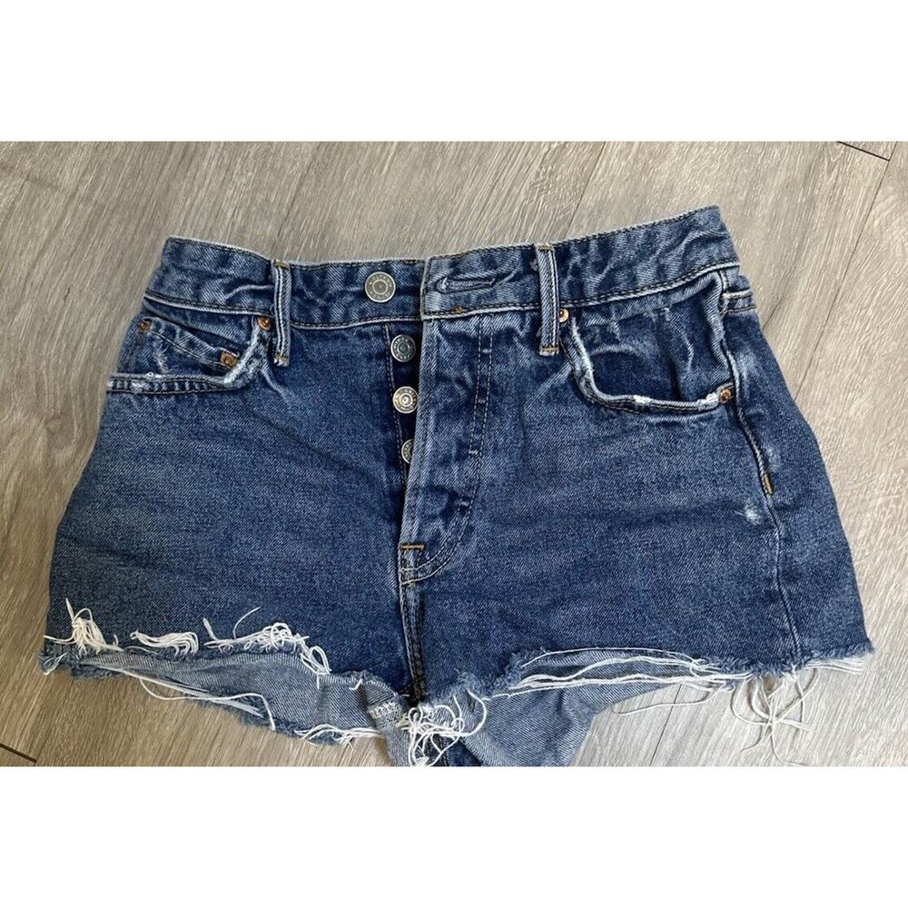 GRLFRND Cindy Light Wash Distressed Cut Off Shorts Button Fly High Rise Size 25